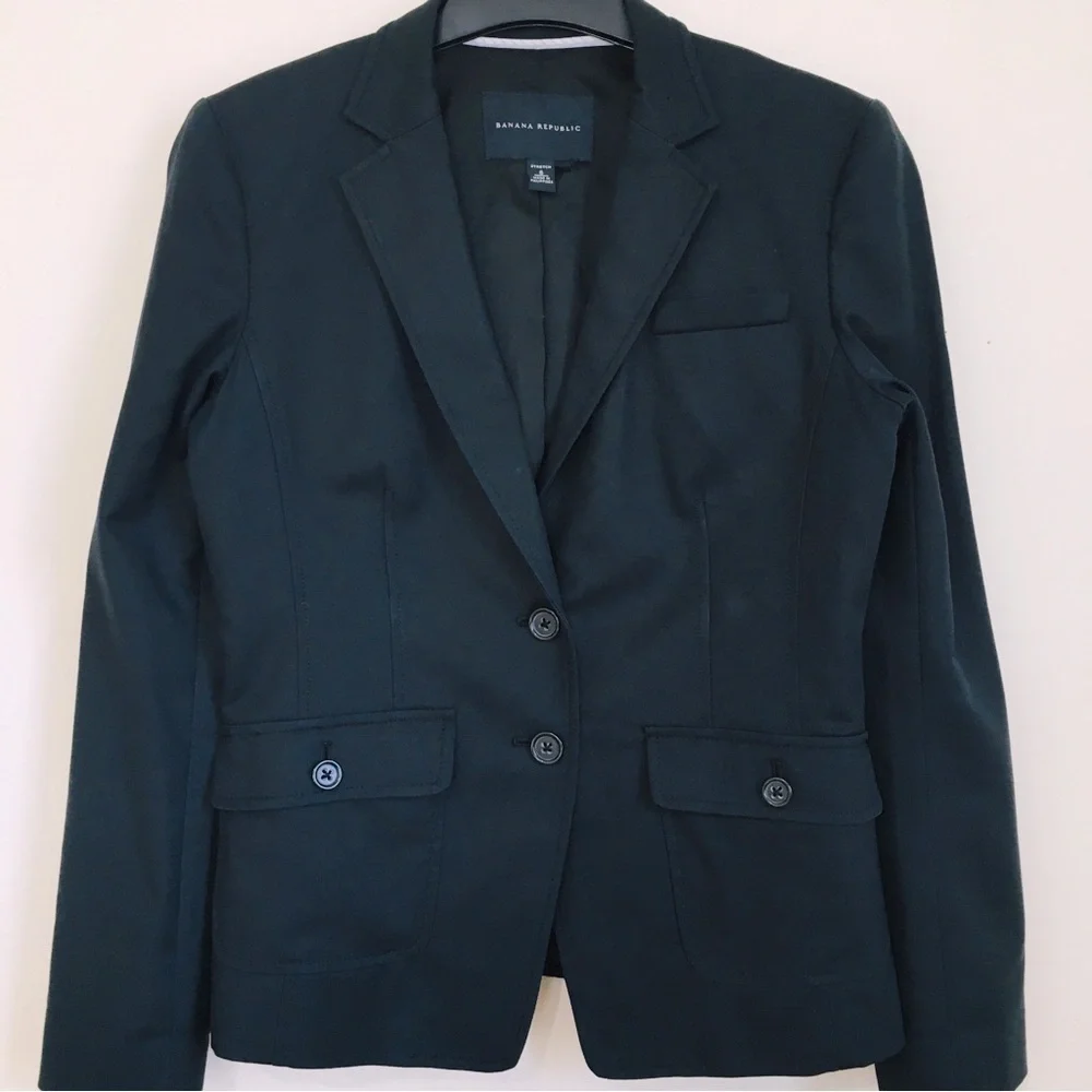Banana Republic Cotton Dark Navy Classic Blazer Suit